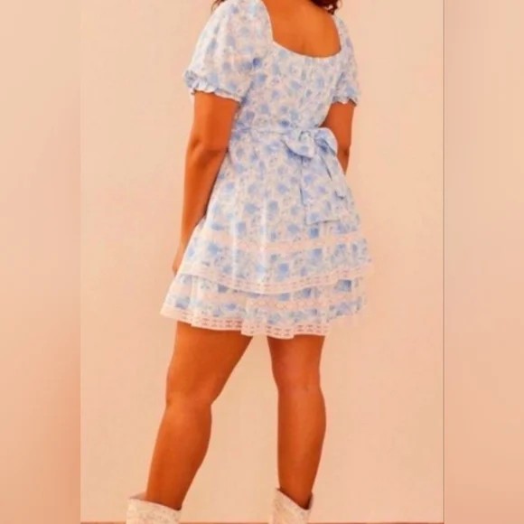 ARULA Light Blue Floral Mini Dress - Picture 2 of 11